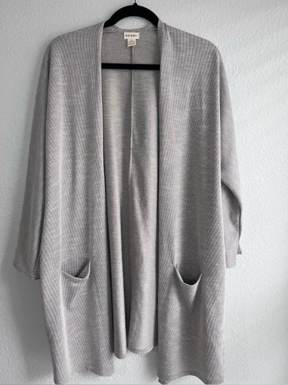 DONNI. Gray Open-Front Draped Cardigan Coat Women’s Size OS